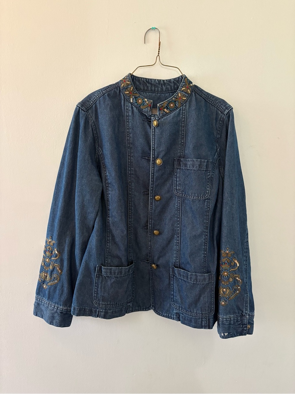 TanJay Blue Embroidered Denim Jacket